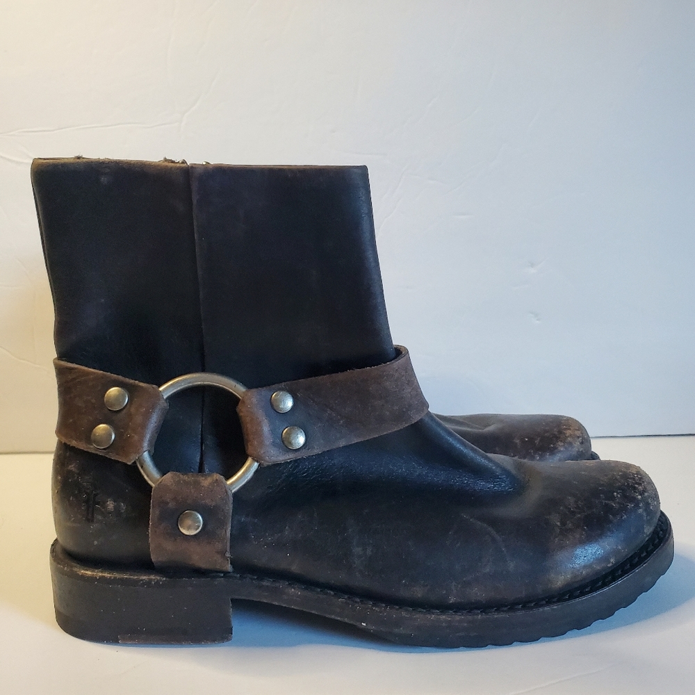 Frye Black and Brown Ankle Boots